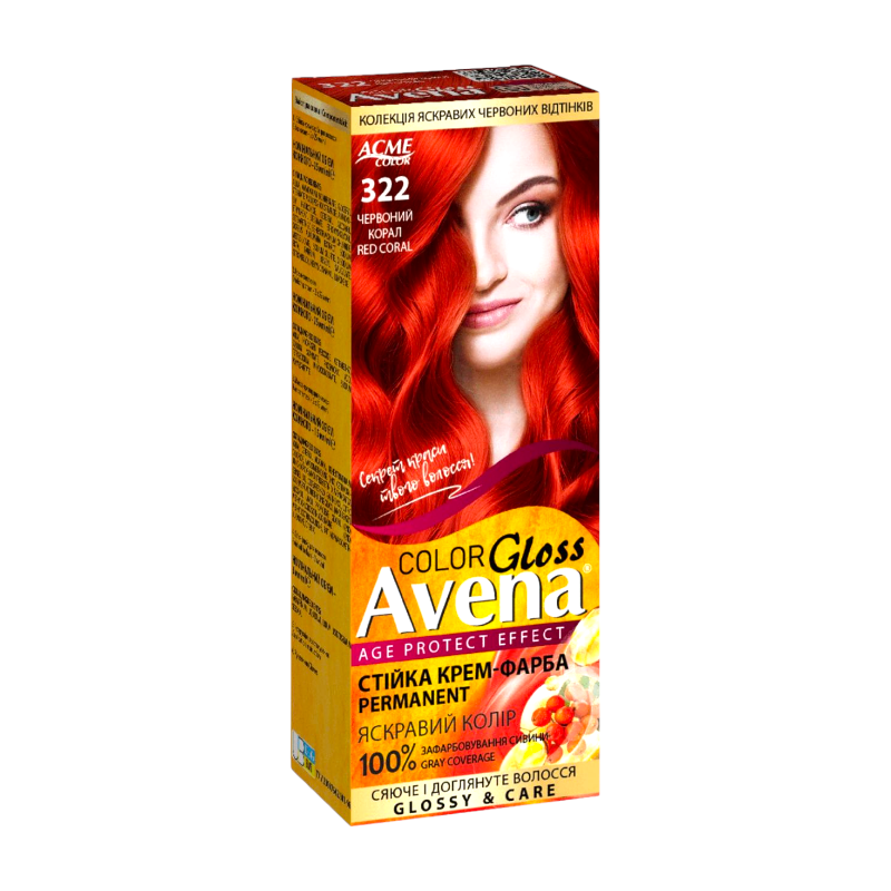 Стойкая  крем-краска для волос  Acme Color AVENA 322  Красный корал