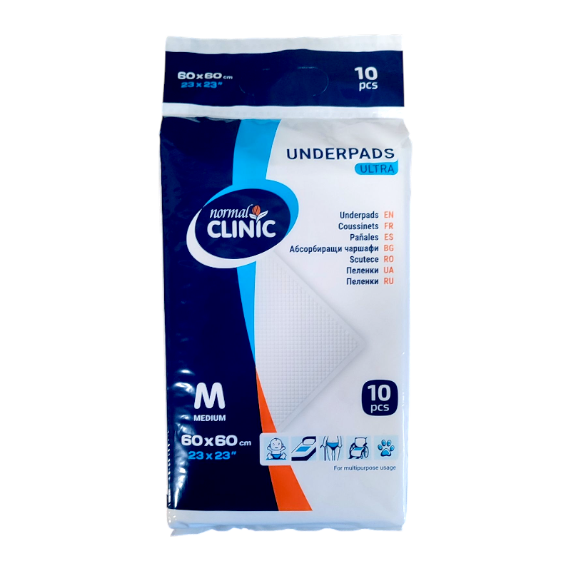 Пеленки гигиенические универсальные PCE021 CLINIC ULTRA  M  60х60 10 шт/уп   1305