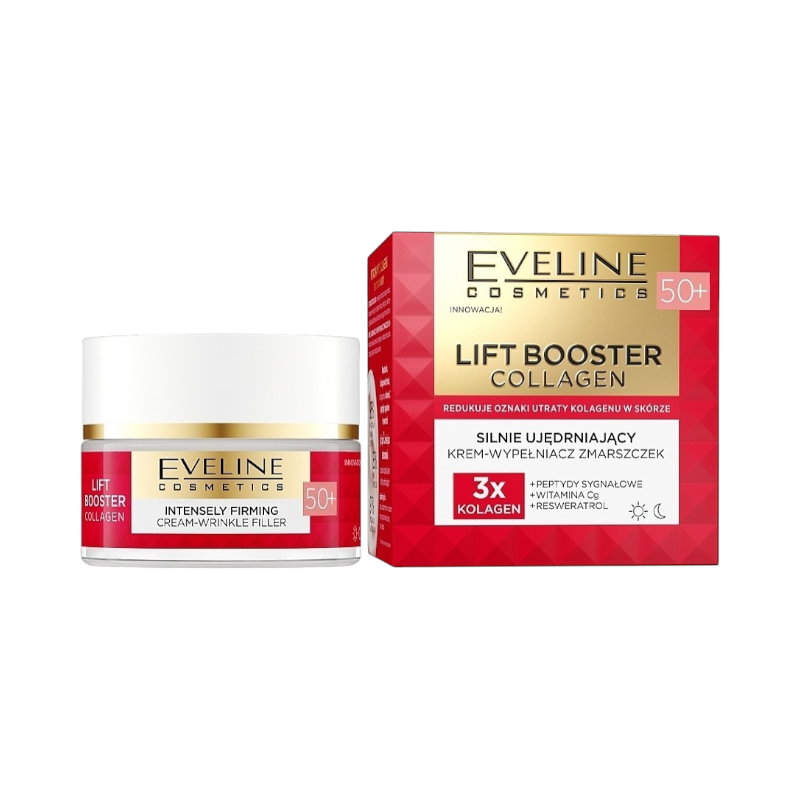 Крем Eveline Lift booster collagen зміцнюючий для обличчя  проти зморшок  день/ніч 50+   50 мл 8595