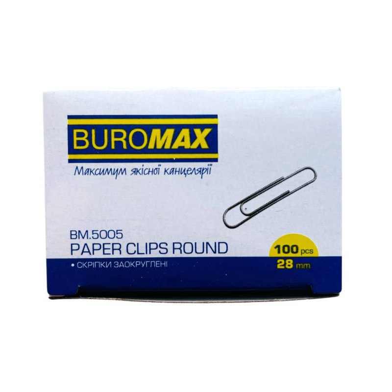 Скріпки круглі  28 мм.  ТМ Buromax  100 шт.   BM 5005