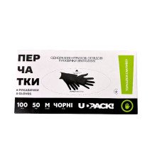 Перчатки нітрилові UDPACK  чорні,   M  50 пар уп. 0766