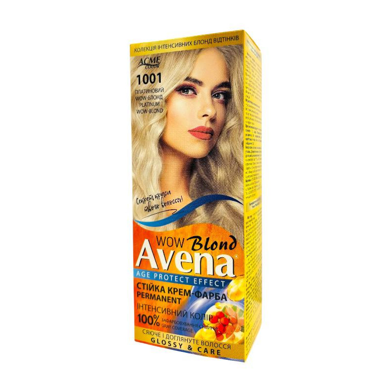 Стойкая  крем-краска для волос  Acme Color AVENA 1001 Платиновий блонд