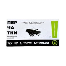 Перчатки нітрилові UDPACK  чорні  L 50 пар уп. 0834