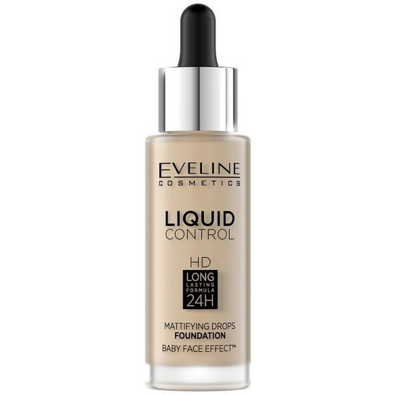 Тональна основа Иновационная жидкая EVELINE LIQUID CONTROL VANILA NIACYNAMID N 015 32 мл.
