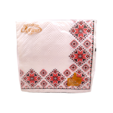 Серветка Вышиванка красная La Fleur 33х33, 2 слоя,16 шт. 9203