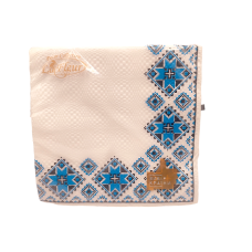 Салфетка Вышиванка голубая La Fleur 33х33, 2 слоя,16 шт. 8596