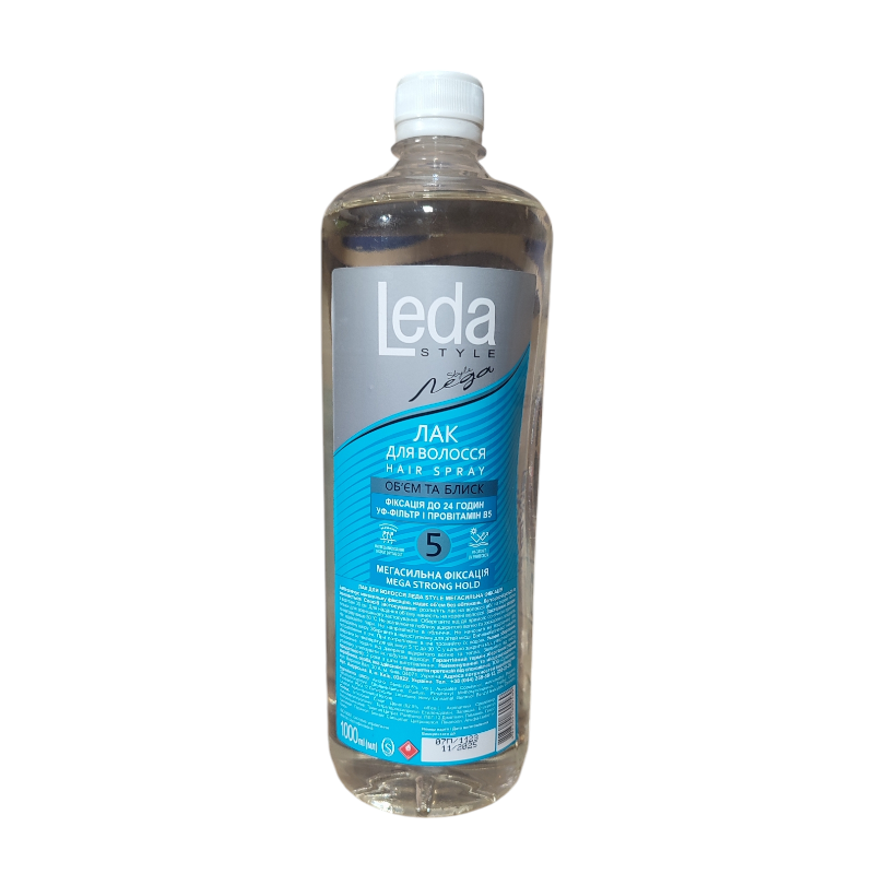 Лак для волос жидкий мегасильная фиксация Leda Style 1 л.