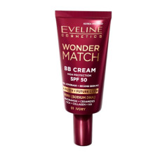 Тональний крем EVELINE BB WONDER MATCH SPF 50 01 ivory 30 мл  1776  