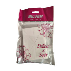 Спонж для макияжа 8 в 1 Silver Style SP-261  триугольники отрывные  прямоугольный белый 2614