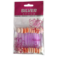 Аппликатор для макияжа Silver Style SA-05 двухсторонний сереневый 6,5 см 10 шт.  0057